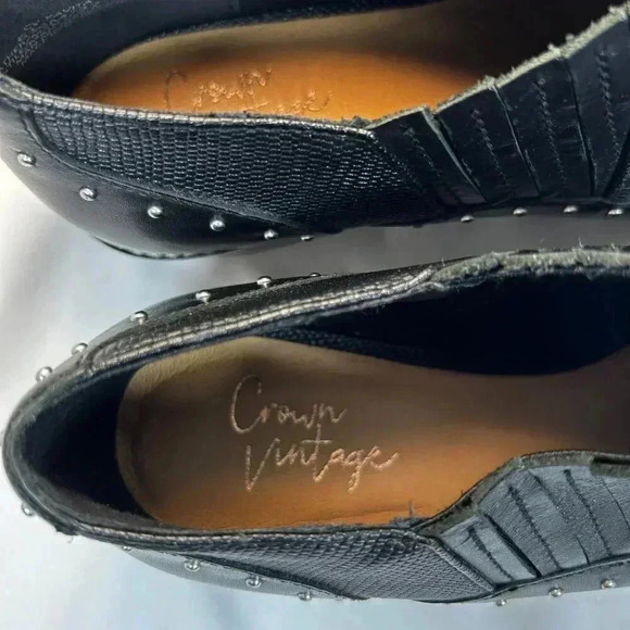 Crown Vintage Kavita Size 6.5M Boot Ankle Black Stud Embellished Western - Picture 5 of 8